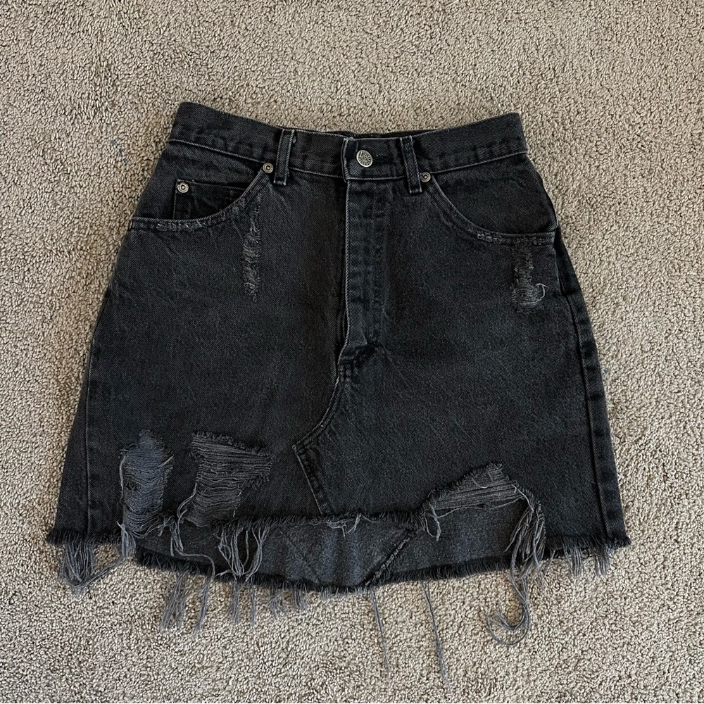 Vintage Lee Black Denim Mini Skirt from LF